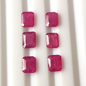 Rubis naturel du Mozambique de qualité supérieure, taille émeraude 5x4 mm, facetté, pierre précieuse non montée, 2,90 carats, 6 pièces pour la création de bijoux - Product Image 2