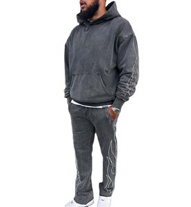 Manufacturers Tracksuit <b>Clothes</b> Acid Wash 420 Gsm Hoodie Custom Print Mens Streetwear Heavyweight Oversized Tracksuit - Product Image 1