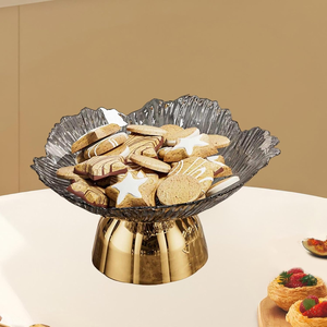 Luxury Metal Silver Fruit <b>Bowl</b> With A <b>Gold</b> Pedestal Base, Elegant Textured Centerpiece For Modern Hotel And Home Tabletop <b>Decor</b> - Product Image 6