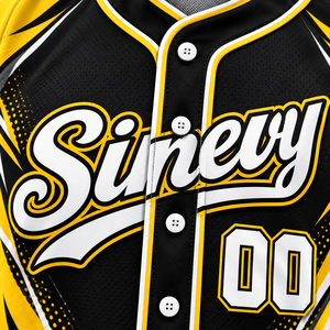 เสื้อเบสบอลสั่งทำพิเศษ Sinewy สีดำเหลือง ระบายอากาศได้ดี ป้องกันแบคทีเรีย แขนสั้น สำหรับฤดูหนาว เหมาะสำหรับผู้ใหญ่ทุกคน - Product Image 5