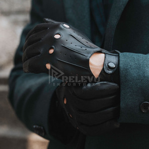 Guantes de Piel de Oveja Premium, Mitones de Cuero Genuino Suave, Cálidos para Invierno, Moda Motera, Marca Privada - Product Image 3