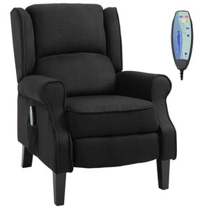 Single Wingback Sofa Black Recliner with Vibration Heat Features Push Back Massage Chair - Product Image 1