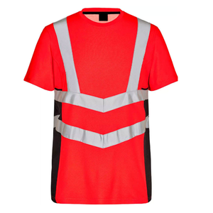 Camisetas de Alta Visibilidad para Trabajadores de la Construcción, Manga Corta, 100% Algodón, con Cinta Reflectante de Seguridad Vial para Hombre - Product Image 1