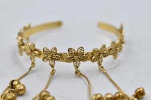 <b>Gold</b> Plated Brass Hand Chain <b>Adjustable</b> Bangle Floral Beaded Rings Chain link <b>Bracelet</b> for Women Party Jewelry - Product Image 6
