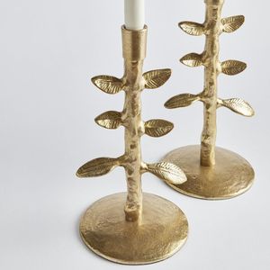 Chic Textured Gold U Fork Candle Tower <b>Multi</b> Height Dual <b>Socket</b> Taper Riser for High End Banquet Deco - Product Image 5