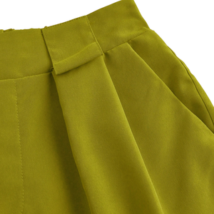 Pantalones Cortos Bermuda Casuales para Mujer, Corte Holgado, Transpirables, de Secado Rápido, Tejido 100% Poliéster, Cintura Alta, Cierre de Cremallera, Bolsillos, Cinturón, Primavera - Product Image 5