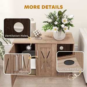 Mobiletto per lettiera per gatti color noce marrone 80x48x51 cm con tavolino laterale e lettiera con tappetino antigraffio per accessori bagno gatto - Product Image 6
