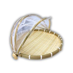 Premium Vietnamese BAMBOO TRAY Food Tray with Protective <b>Mesh</b> Cover for Outdoor Dining - Product Image 1