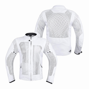 White Men's Full Sleeve Breathable <b>Motorcycle</b> <b>Jacket</b> <b>Summer</b> Mesh Riding Wear Adult Style - Product Image 1