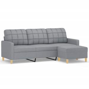 Sofá de 3 Plazas Gris Claro con Reposapiés, Muebles Elegantes para Sala de Estar - Product Image 2