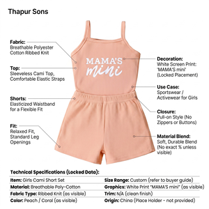 Ensemble deux pièces côtelé en polyester et coton avec logo personnalisé, débardeur et short, respirant, durable, séchage rapide, vêtements de sport et de détente pour filles Thapur - Product Image 5