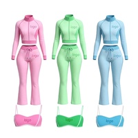 Ensemble de vêtements de sport personnalisés pour le yoga, la gym et la remise en forme, veste et leggings et soutien-gorge, ensemble de 3 pièces pour femmes