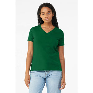 Camiseta de Manga Corta con Cuello en V para Mujer, Jersey Regular, Transpirable, de Algodón, con Parches Bordados, Diseño OEM, Secado Rápido, Ecológica, para Verano - Product Image 6