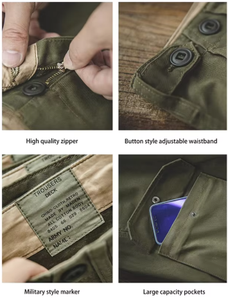 กางเกงวินเทจกองทัพเรืออังกฤษสำหรับผู้ชาย กางเกงคาร์โก้ทรงกระบอกผ้าฝ้ายแท้ กางเกงขายาวทรงตรงกระเป๋าใหญ่ลำลองสำหรับทุกฤดูกาล - Product Image 5
