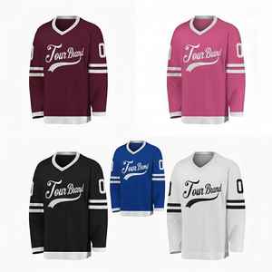 Maillot de hockey sur glace personnalisé 100 % polyester, séchage rapide, manches longues, col en V, imprimé sérigraphié, anti-humidité – Vente chaude - Product Image 6