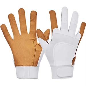 Guantes de Bateo Deportivos Tombola Blancos y Marrones de Cuero Cabretta, Cierre de Gancho y Bucle Ambidiestro, Transpirables, Antideslizantes, Unisex para Adultos - Product Image 5