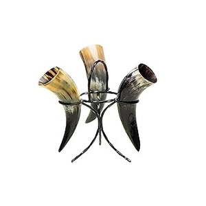 Corne à boire viking avec support en fer, accessoire médiéval artisanal pour cadeaux et décoration - Product Image 5