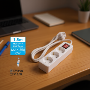 Multipresa a 3 vie da 1,5 m con interruttore per uso ufficio, in plastica - Product Image 3