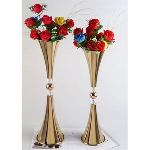 Luxury Gold Metal Trumpet <b>Vase</b> Elegant Wedding Centerpiece Floral <b>Stand</b> Tall Tabletop Flower <b>Vase</b> for Event Party Home Decor Pot - Product Image 3