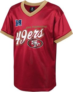Maillot de sport en maille rouge des San Francisco 49ers à manches courtes, broderie personnalisée, polyester, séchage rapide, Thopson International - Product Image 2