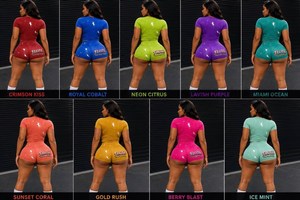 Conjunto Deportivo de Dos Piezas para Mujer, Manga Corta, Color Sólido, para Running y Fitness, con Logotipo Personalizado - Product Image 2