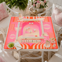 Tapis de Mahjong pliable en néoprène rose rétro original 33'' antidérapant doux pour table de poker américain, personnalisable, vente en gros