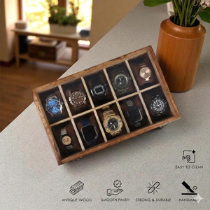 AHTE MANUEXPO UR-065 Handmade Vintage Wooden Watch <b>Box</b> for Men 10-Slot Watch Display Case & Jewelry <b>Storage</b> Organizer - Product Image 5