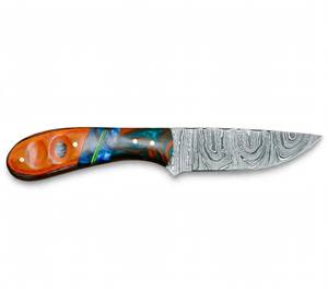 Handcrafted custom <b>profile</b> damascus steel outdoor utility <b>tool</b> with resin and wood handle - Product Image 2