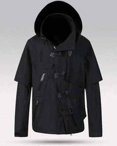 <b>Waterproof</b> Cyberpunk Techwear <b>Jacket</b> Men Streetwear Tactical Functional Windbreaker Outdoor Hip Hop Utility Cargo Coat Hooded - Product Image 1