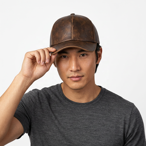 Casquette de baseball vintage en cuir PU, 6 panneaux, ajustée, unisexe, couleur unie, chapeau décontracté pour adultes - Product Image 5
