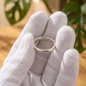 Anillo de Compromiso de Plata de Ley 925 con Diamantes de Corte Baguette y Moissanita Redonda, Anillo de Boda - Product Image 6