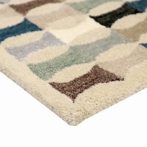 Tapis en laine à fines rayures horizontales multicolores, écologique, antidérapant, pour salon, chambre, hôtel et intérieurs de salle de bain - Product Image 5
