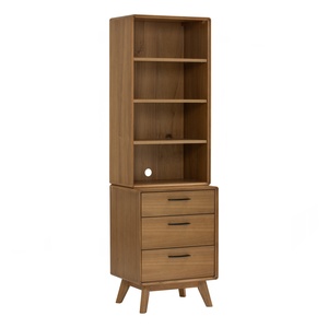 Durable Scandinavian Design Natural Oak 4-Layer Tiered Shelving Bookcase for Apartment Living - Product Image 3