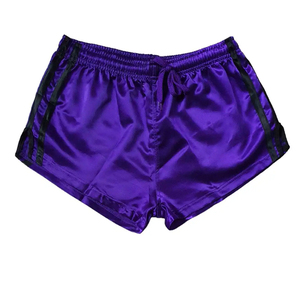 Shorts de bain personnalisés pour hommes en nylon à séchage rapide, couleur violette, respirants, pour la plage, taille basse élastique, shorts de course en nylon - Product Image 1