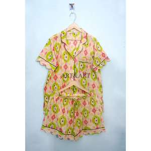 Conjunto de Pijama de Algodón con Estampado Floral Elegante para Primavera, Verano y Otoño, Pantalones Cortos con Cordón, Ropa Casual Sexy de Longitud Corta - Product Image 5