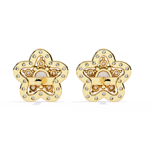 Aries Jewel Unique Designer Round Cut Lab Grown Diamond 14K Gold IGI Certified <b>Earring</b> <b>Tops</b> for Gift Party & Anniversary - Product Image 5