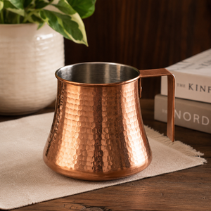 Taza de Cobre Martillado 100% Puro con Revestimiento de Estaño |   Taza de Cobre Hecha a Mano para Agua y Café |   Vaso Ayurvédico para Beber de 500 ml - Product Image 4
