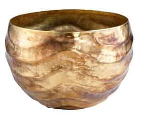 Florero de Metal de Latón Martillado de Lujo - Macetero Decorativo Moderno con Textura Dorada para Sala de Estar y Decoración de Hoteles - Product Image 1