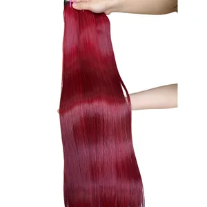 Heiße Farbe vietnamesisches rohes jungfräuliches Haar so seidig Burgund Knochen gerade Haarverlängerungen 13 x 6 HD menschliches Haar Spitzen-Vorperücke Bob-Perücken