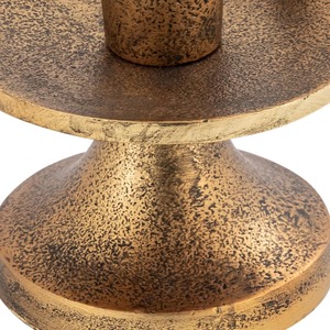 Candelabro moderno de metal con textura dorada, con asa en forma de anillo y forma redonda, perfecto para una decoración elegante de mesa. - Product Image 6