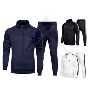 Conjunto Deportivo Casual para Hombre, 2 Piezas, Cierre Completo, Cuello Alto, Color Sólido, Transpirable, Poliéster, Ropa de Otoño - Product Image 2
