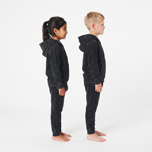Conjunto Deportivo Informal para Niños, Sudadera con Capucha de Algodón Lavado al Ácido, Pantalones Deportivos Negros con Media Cremallera, Ropa Unisex con Estampado Personalizado - Product Image 3