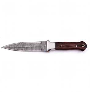Custom Handcrafted Damascus Steel Outdoor <b>Craft</b> Utility <b>Tool</b> Symmetrical Dual Edge Steel Guard Rosewood Handle - Product Image 3