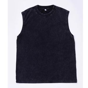 เสื้อกล้ามคอตตอนถักเนื้อหนักแบบแอซิดวอช 230GSM ทรงโอเวอร์ไซส์ บ็อกซี่ฟิต แขนกุด สไตล์วินเทจ สำหรับออกกำลังกายและสตรีทแวร์ เสื้อกั๊กผู้ชาย - Product Image 2