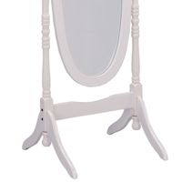 Traditional Oval Standing Floor Mirror 59.25 In Tall White Wooden Frame Full Length For Bedroom Home Decor