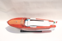 Modelo de Lancha Rápida de Madera Hecho a Mano, Estilo Clásico Italiano Riva, Decoración Artística Coleccionable Antigua