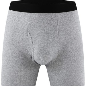 Calzoncillos bóxer de punto para hombre, color gris sólido, 100% algodón, de tiro medio, transpirables y de secado rápido. - Product Image 1