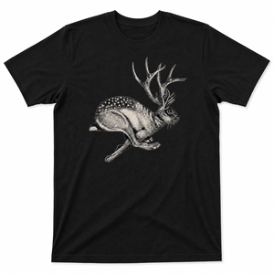 Custom <b>Men's</b> Jackalope Print O-Neck Regular Fit Breathable Cotton Jersey <b>Animal</b> Pattern Plus Size Streetwear High T-Shirt - Product Image 3