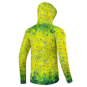 Sudadera con Capucha de Manga Larga para Hombre, Estampado por Sublimación, Protección UPF 50 Anti-UV, Ropa de Pesca, Patrón Amarillo y Verde - Product Image 2