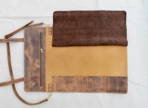 Mochilas de Cuero Crazy-Horse de Nuevo Diseño, Bolsa Enrollable para Cuchillos de Chef Profesional, Ranuras para Cuchillos, Bolsa de Almacenamiento Portátil LKR-0317 - Product Image 4